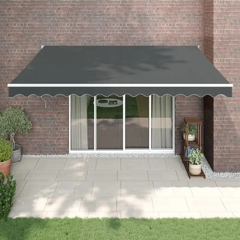 vidaXL Uittrekbare Luifel - 5 x 3 m - antraciet - Gepoedercoat aluminium frame Hoge Kwaliteit