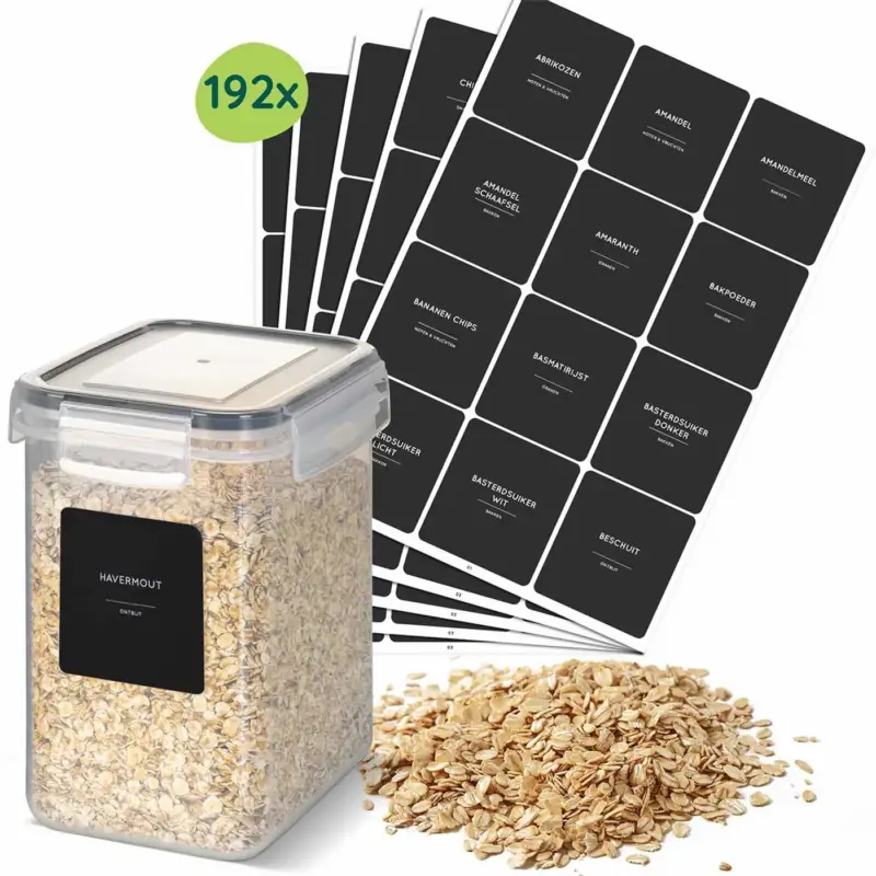 Xivada Keukenlabels - Voorraadpotten - Keuken Etiketten - Voorraad Stickers - Zwart Beperkt Aanbod