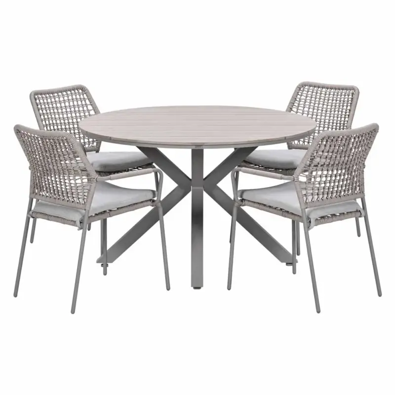 Actieprijs Garden Impressions Tuinset Natas 5-delig Taupe - Tulli Tuintafel 脴122x75 Cm