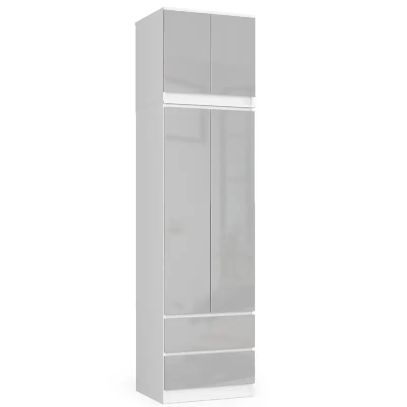 Akord-kast Met Bovenelement 2 Deuren 2 Lades-wit/metaalglans-60x51x234 Origineel