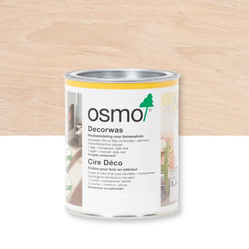 Osmo Houtwax - Decorwas Transparant 3111, Wit - 0.75 Liter - Houtverf Binnen Beperkte Voorraad