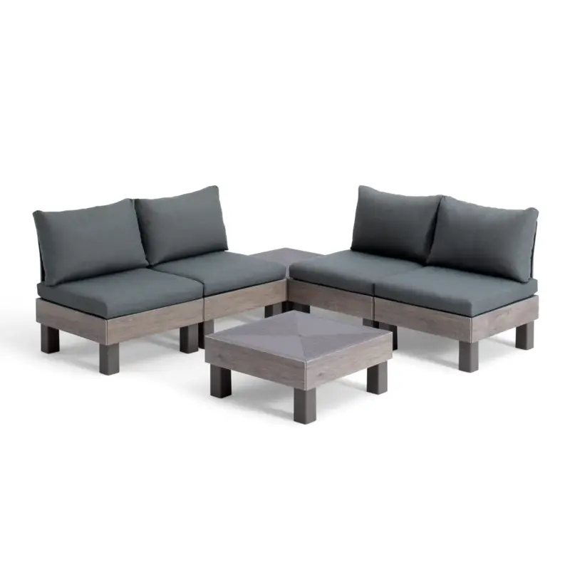 Authentiek Keter Signature Elements Loungeset - 4 Personen - Met Groene Kussens - Cappuccino/ashwood