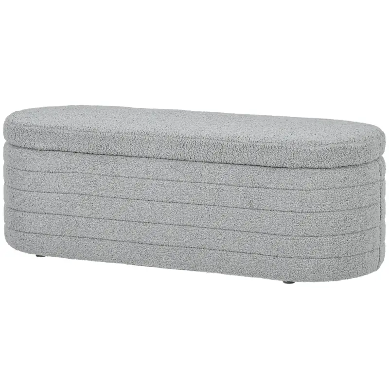 4goodz Bedbank Hocker Met Opbergruimte - Teddyfleece - 41x116x40 Cm - Lichtgrijs Trendy