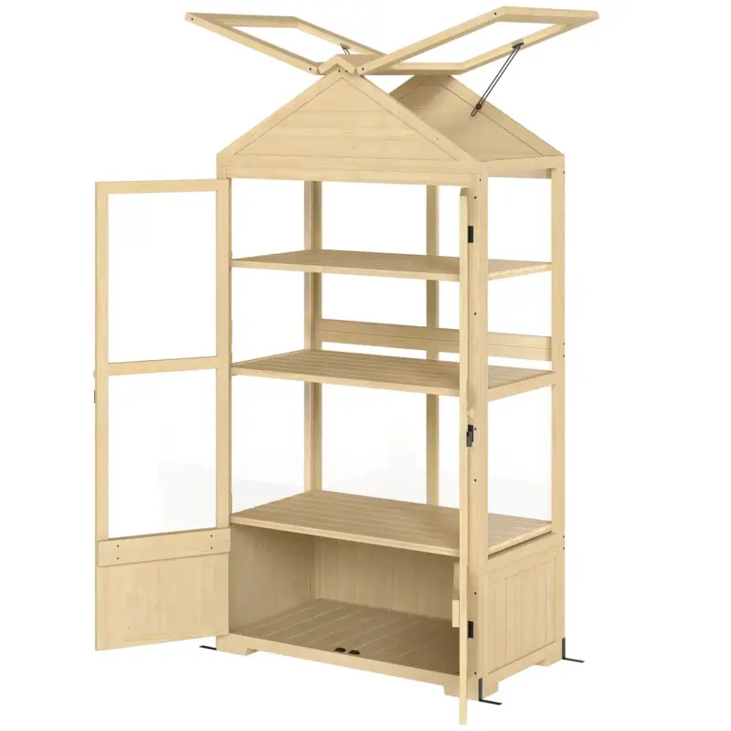 4goodz 4-laags Kweekkas Tuinkas Met Deuren En Ramen - Bruin Gereduceerde Prijs