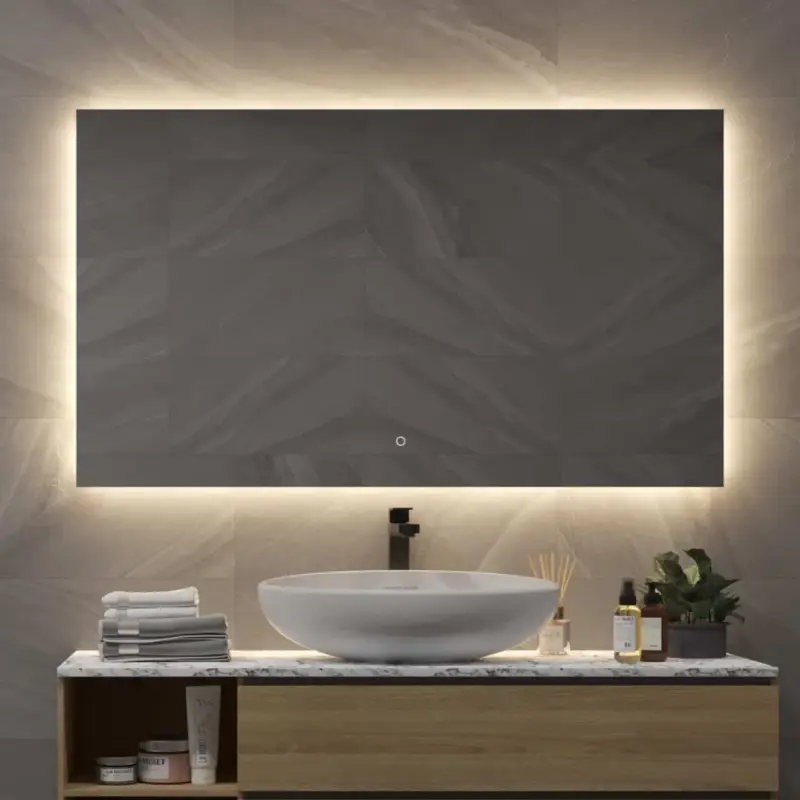 Vtw Living - Badkamerspiegel met Verlichting en Verwarming - Spiegel - 100 x 80 cm Trendy
