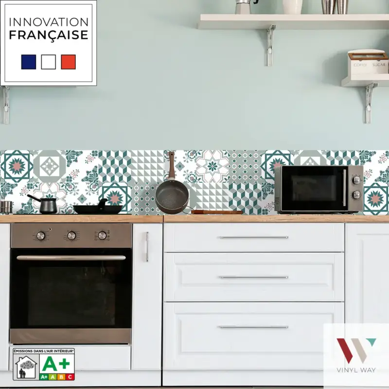 Alleen Vandaag 8 zelfklevende tegels 20x20cm Gabriella / cementtegels / blauw - Vinyl Way