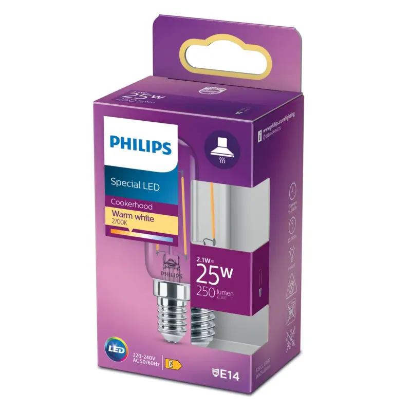 Actieprijs Philips Ledlamp T25 Transparant - E14 - 2,1W - Warm Wit