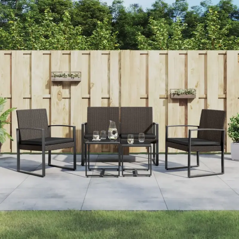 vidaXL 5-delige Tuinset met kussens - Rattan Look - Tuinmeubelen - Eethoek Shop Nu