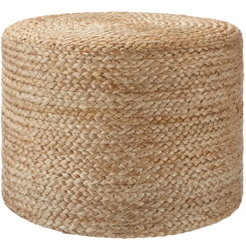 Tectake Handgemaakte Poef Banno Cylinder Van Jute Rond - Boho-stijl - Beige Hoge Kwaliteit