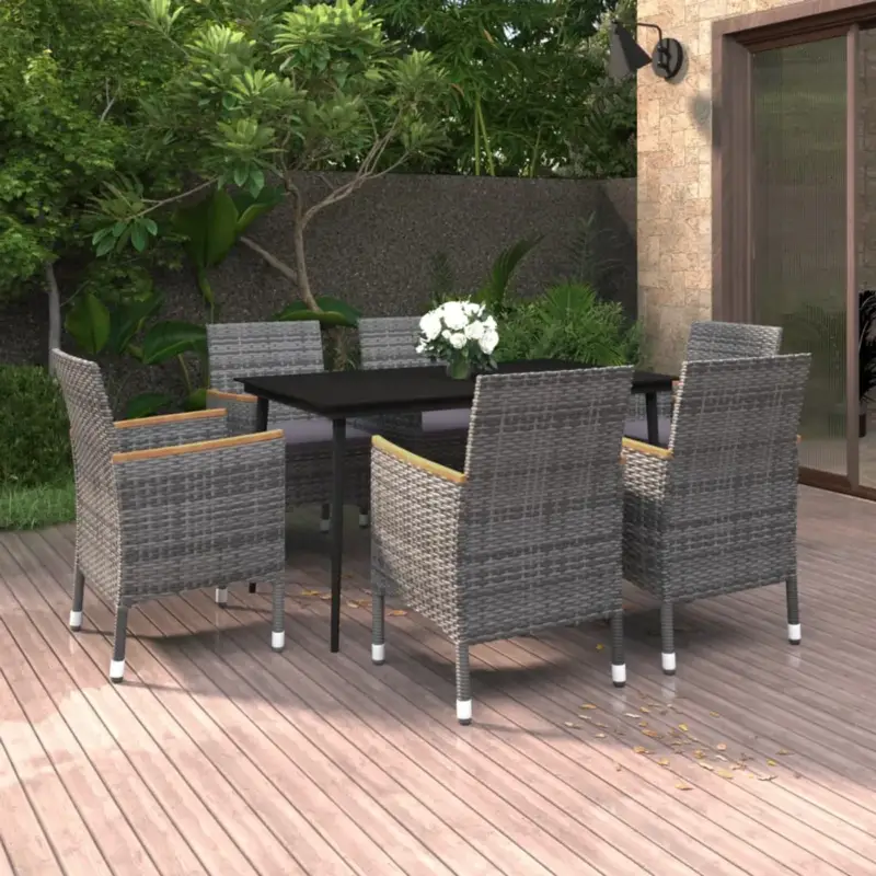 Wereldwijde Verzending vidaXL - Poly rattan - 7-delige Tuinset met kussens poly rattan en - TLS309979