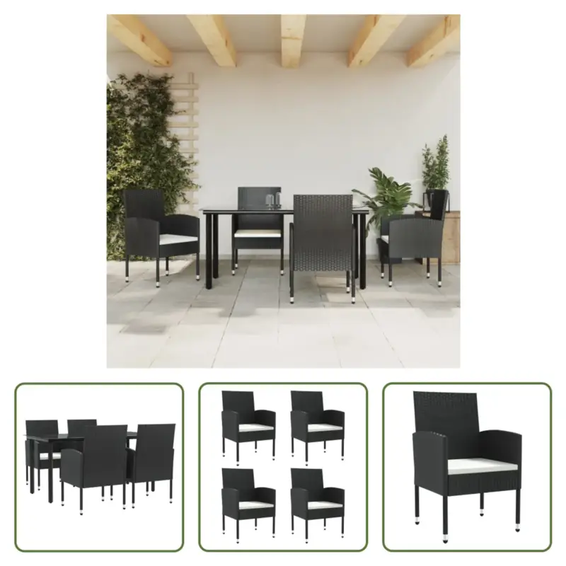 vidaXL Tuinset - vidaXL - Tuintafel en stoelen - 160x80x74 cm - Staal en glas Wereldwijde Verzending