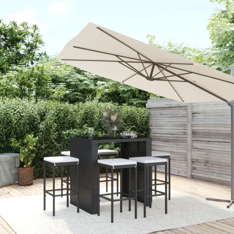 vidaXL 7-delige Tuinbarset - Poly Rattan - Zwart - Tuinbarset - Barstoelen Finale Uitverkoop