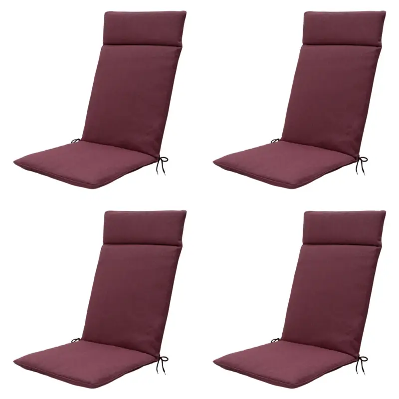 Voordeelprijs Madison - Tuinstoelkussen Hoge Rug Bordeaux canvas eco+ - Ca. 120x50 cm - Set van 4