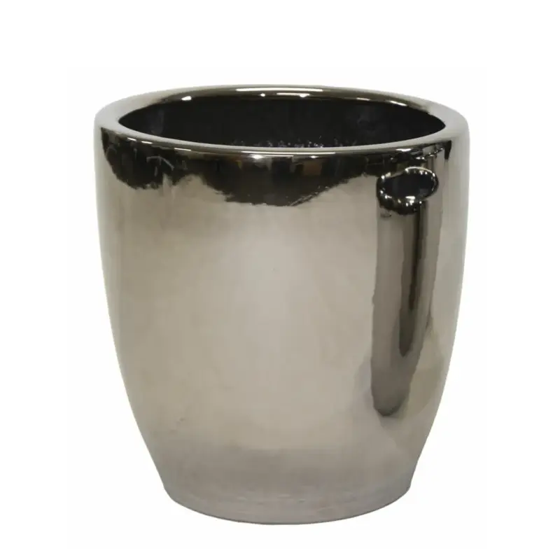 Weekendaanbieding Mega Collections Bloempot Emperor - Rond - Zilver - D39 X H42 Cm