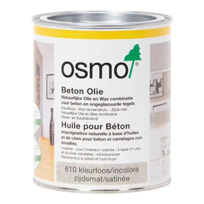 Geld-Terug-Garantie Osmo Impregneermiddel - Beton Olie 610, Kleurloos Zijdemat - 0.75 Liter - Impregneermiddel Steen