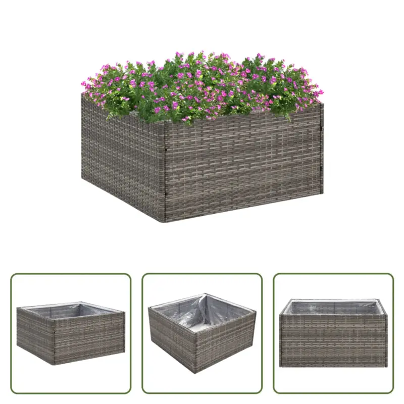 vidaXL Poly Rattan Plantenbak - 80 x 80 x 40 cm - Stevig Frame Alleen Vandaag