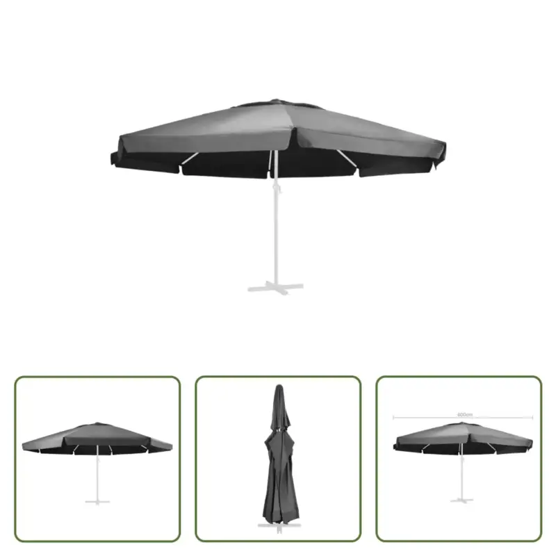 vidaXL Parasoldoek - Vervangend Doek - 600 cm - Antraciet Veilige Betaling