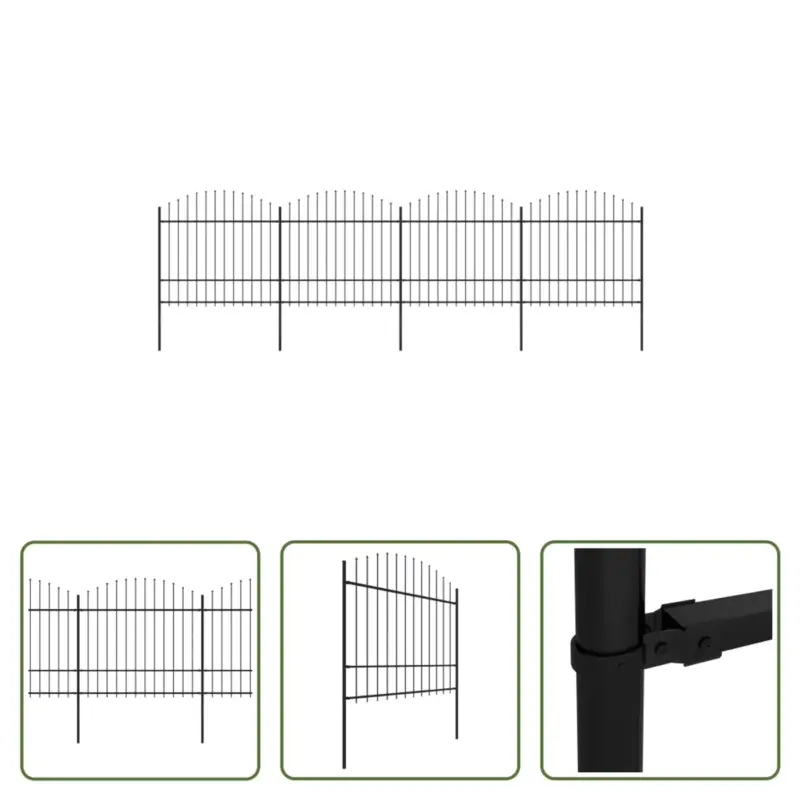 vidaXL Tuinhek - Staal - 6.8m - (1.5 - 1.75)m - Zwart Dagaanbieding