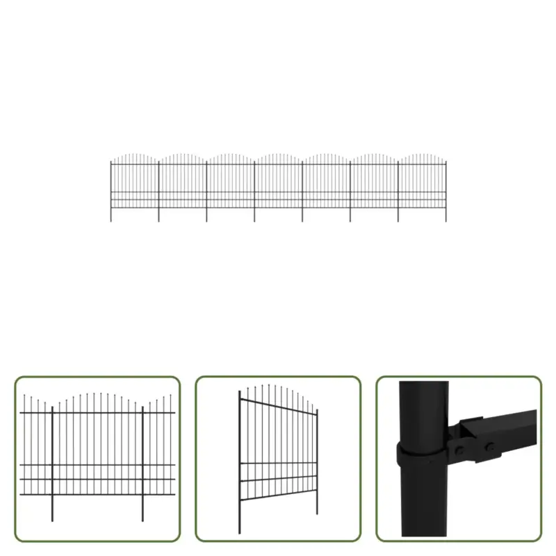 Weekendaanbieding vidaXL Stalen Tuinhek - 11.9m - 1.75-2m hoogte - zwart