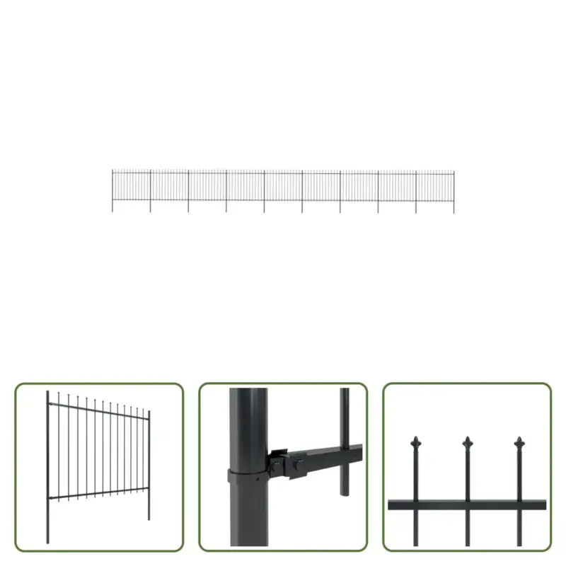vidaXL Tuinhek - Stalen omheining - 1530 x 200 cm - Zwart Hete Deal