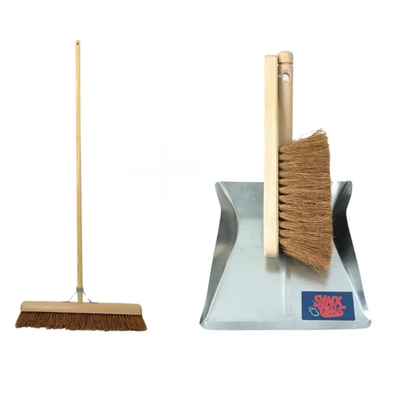 Synx Tools binnen bezem Coco 60cm met handveger en blik - Stoffer en blik - Bezemset Gecertificeerd