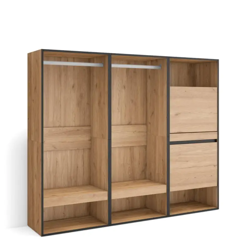 Weekendaanbieding Skraut Home - Open Kledingkast - Schoenenkast - 180x35x145 Cm - Eiken
