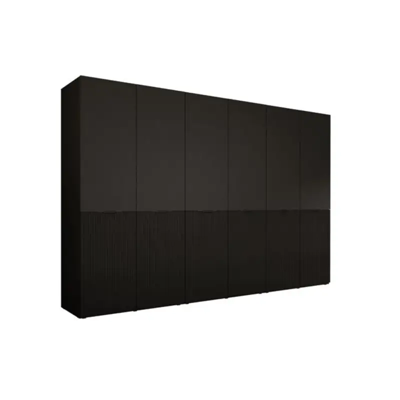 Actieprijs Drewno 3xe - Kledingkast - Groot, Modern Interieur, Grafietzwart Hout - 300x200x51 Cm