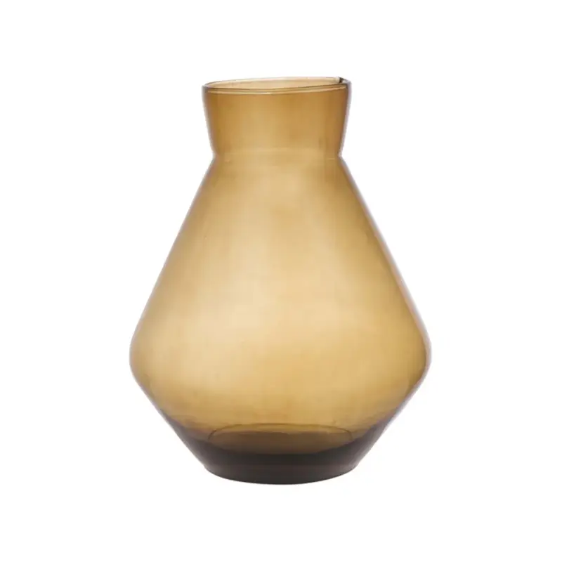 Wereldwijde Verzending Hakbijl Glass Bloemenvaas Alexandra - Amber - Eco Glas - D25 X H30 Cm