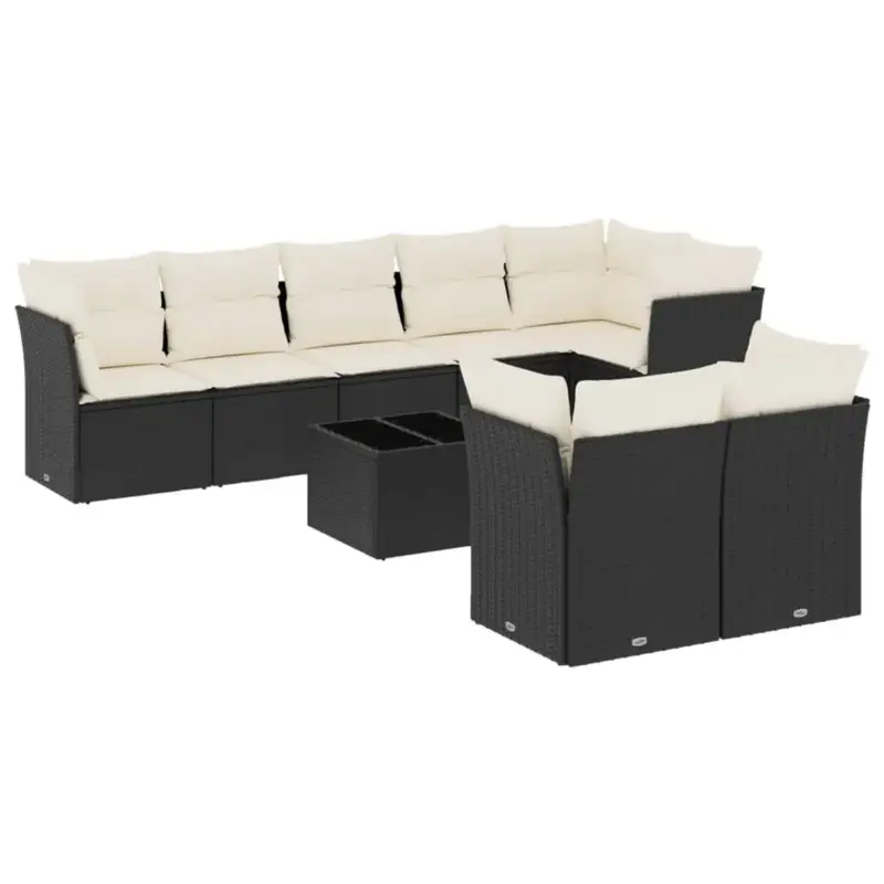 vidaXL Loungeset - 9-delig - Poly Rattan - Zwart Gratis Retour