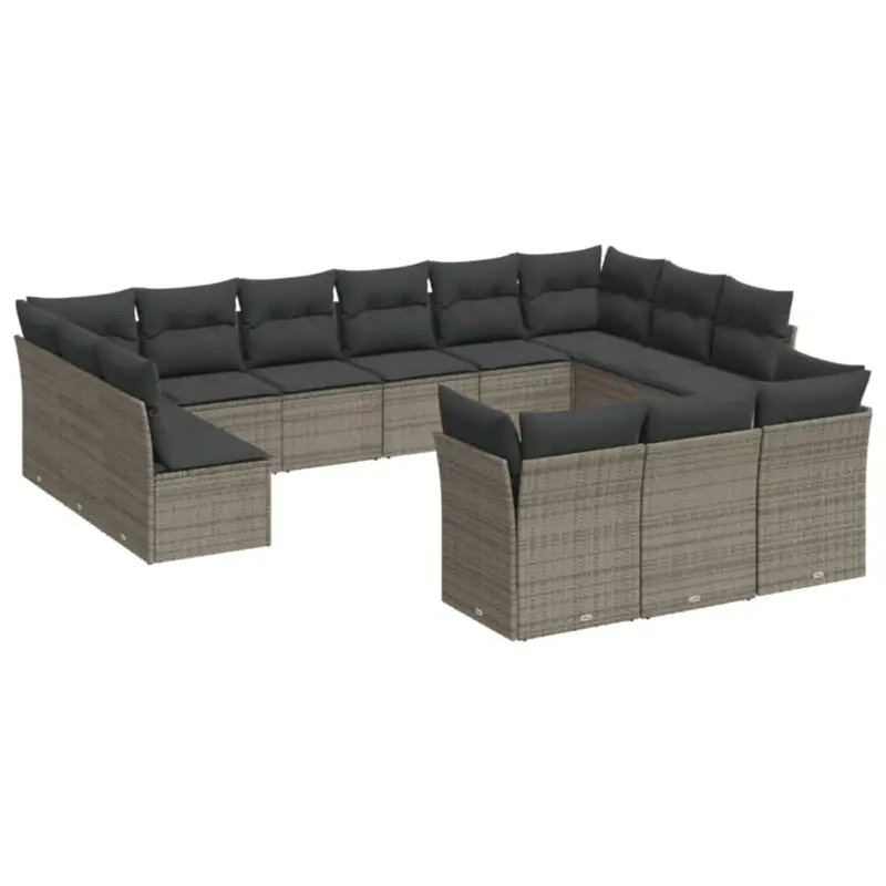 vidaXL Loungeset - 13-delig - Poly Rattan - Grijs Gratis Retour
